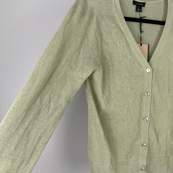 Halogen Sage Green Linen Blend Lightweight Cardigan Sweater Small NWT Nordstrom - Picture 3 of 8